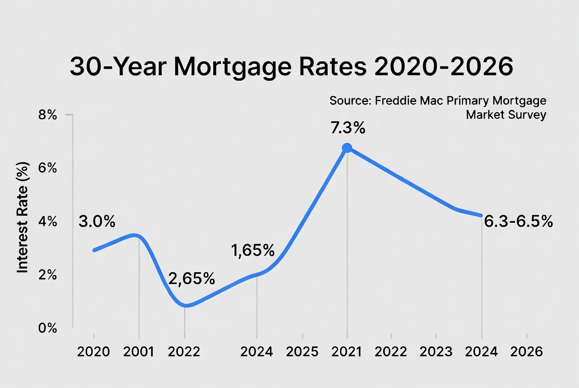 30-year mortgage rates trend chart from 2020 to 2026 for high-income mortgage planning