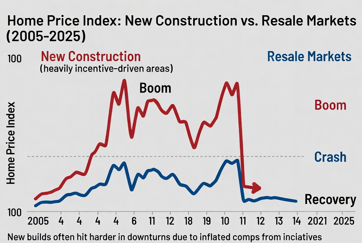 New home price boom and crash pattern in incentive-heavy areas