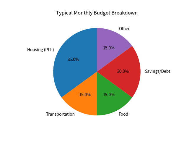 2026 Typical Monthly Budget Breakdown - Housing at 45%