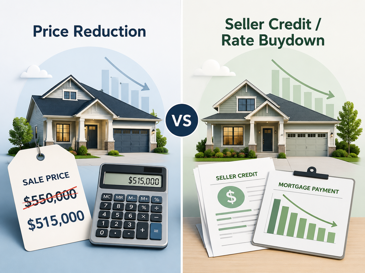Comparison of a home price reduction and seller credit to help keep a mortgage payment affordable